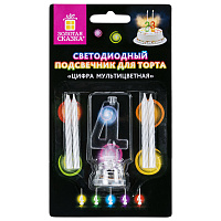 Цифра-подсвечник "4" светодиодная, ЗОЛОТАЯ СКАЗКА, в наборе 4 свечи 6 см, 1 батарейка, 591427 фото Цифра-подсвечник "4" светодиодная, ЗОЛОТАЯ СКАЗКА, в наборе 4 свечи 6 см, 1 батарейка, 591427