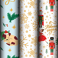 Бумага упаковочная новогодняя НАБОР 3 шт. "Winter Dreams", С ЭФФЕКТАМИ 70х100 см ЗОЛОТАЯ СКАЗКА, 592613