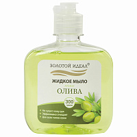 Мыло жидкое 300 г ЗОЛОТОЙ ИДЕАЛ "Олива", флип топ, 606776 фото Мыло жидкое 300 г ЗОЛОТОЙ ИДЕАЛ "Олива", флип топ, 606776