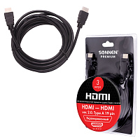 Кабель HDMI AM-AM, 3 м, SONNEN Premium, ver 2.0, FullHD, 4К, UltraHD, для ноутбука, компьютера, монитора, телевизора, проектора, 513131 фото Кабель HDMI AM-AM, 3 м, SONNEN Premium, ver 2.0, FullHD, 4К, UltraHD, для ноутбука, компьютера, монитора, телевизора, проектора, 513131