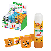 Клей-карандаш "Зверята: панда, слон, леопард", 9 г, фигурный колпачок, BRAUBERG KIDS, 271139 фото Клей-карандаш "Зверята: панда, слон, леопард", 9 г, фигурный колпачок, BRAUBERG KIDS, 271139