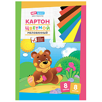 Картон цветной А3, ArtSpace, 8л., 8цв., мелованный, в папке фото Картон цветной А3, ArtSpace, 8л., 8цв., мелованный, в папке