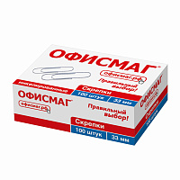 Скрепки ОФИСМАГ, 33 мм, никелированные, 100 шт., в картонной коробке, 225153 фото Скрепки ОФИСМАГ, 33 мм, никелированные, 100 шт., в картонной коробке, 225153