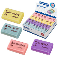 Ластик BRAUBERG "Pastel", 37х24х11мм, ассорти пастельных цветов, экологичный ПВХ, 229582 фото Ластик BRAUBERG "Pastel", 37х24х11мм, ассорти пастельных цветов, экологичный ПВХ, 229582