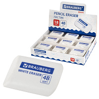 Ластик BRAUBERG "WHITE", 45х28х12 мм, скошенный, белый, 272734 фото Ластик BRAUBERG "WHITE", 45х28х12 мм, скошенный, белый, 272734
