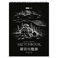 Скетчбук 20л., А5 ArtSpace "Black line. House", на гребне, черный блок,120г/м2 фото Скетчбук 20л., А5 ArtSpace "Black line. House", на гребне, черный блок,120г/м2