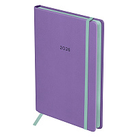 Ежедневник датированный 2026г., А5, 176л., твердый переплет, кожзам, BG "Contrast. Lavender", лавандовый, цветной срез, на резинке фото Ежедневник датированный 2026г., А5, 176л., твердый переплет, кожзам, BG "Contrast. Lavender", лавандовый, цветной срез, на резинке