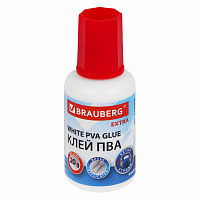 Клей ПВА УСИЛЕННЫЙ 20 г с кисточкой (бумага, фотографии, картон, дерево), BRAUBERG Extra, 272998 фото Клей ПВА УСИЛЕННЫЙ 20 г с кисточкой (бумага, фотографии, картон, дерево), BRAUBERG Extra, 272998