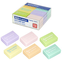 Ластики BRAUBERG "Pastel Soft" НАБОР 12 шт., размер ластика 31х20х10 мм, экологичный ПВХ, 229598 фото Ластики BRAUBERG "Pastel Soft" НАБОР 12 шт., размер ластика 31х20х10 мм, экологичный ПВХ, 229598