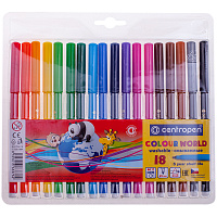 Фломастеры Centropen "Colour World", 18цв., трехгранные, смываемые, блистер фото Фломастеры Centropen "Colour World", 18цв., трехгранные, смываемые, блистер