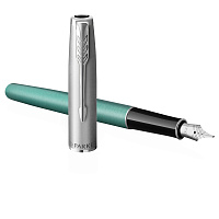 Ручка перьевая Parker "Sonnet Sand Blasted Metal&Green Lacquer" черная, 0,8мм, подарочная упаковка фото Ручка перьевая Parker "Sonnet Sand Blasted Metal&Green Lacquer" черная, 0,8мм, подарочная упаковка