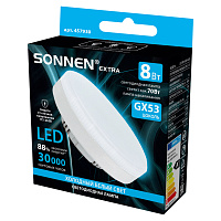 Лампа светодиодная SONNEN EXTRA, 8 (70) Вт, GX53, таблетка, холодный белый, 30000 ч, LED 8W-6500-GX53, 457930
