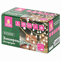 Электрогирлянда-нить комнатная "Шарики", 6 м, 40 LED, теплый белый, на батарейках, ЗОЛОТАЯ СКАЗКА, 591730 фото Электрогирлянда-нить комнатная "Шарики", 6 м, 40 LED, теплый белый, на батарейках, ЗОЛОТАЯ СКАЗКА, 591730