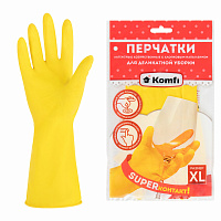 Перчатки МНОГОРАЗОВЫЕ латексные "Для деликатной уборки", размер XL (очень большой), вес 32 г, KOMFI, DGL019L фото Перчатки МНОГОРАЗОВЫЕ латексные "Для деликатной уборки", размер XL (очень большой), вес 32 г, KOMFI, DGL019L
