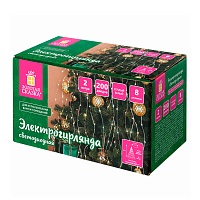 Электрогирлянда-конский хвост комнатная, 2 м, 200 LED, тёплый белый, 220 V, ЗОЛОТАЯ СКАЗКА, 591365