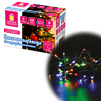 Электрогирлянда-нить комнатная "Стандарт" 5 м, 50 LED, мультицветная, 220 V, контроллер, ЗОЛОТАЯ СКАЗКА, 591345 фото Электрогирлянда-нить комнатная "Стандарт" 5 м, 50 LED, мультицветная, 220 V, контроллер, ЗОЛОТАЯ СКАЗКА, 591345