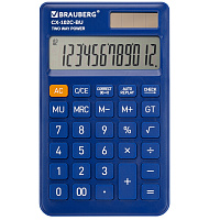 Калькулятор карманный BRAUBERG CX-102C-BU (76x126 мм), 12 разрядов, двойное питание, СИНИЙ, 272648 фото Калькулятор карманный BRAUBERG CX-102C-BU (76x126 мм), 12 разрядов, двойное питание, СИНИЙ, 272648