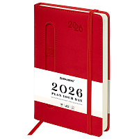 Ежедневник датированный 2026, А5, 138x213 мм, BRAUBERG "Optimal", под кожу, резинка, держатель для ручки, красный, 117466 фото Ежедневник датированный 2026, А5, 138x213 мм, BRAUBERG "Optimal", под кожу, резинка, держатель для ручки, красный, 117466