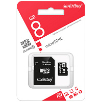 Карта памяти micro SDHC, 8 GB, SMARTBUY, 10 Мб/сек. (class 10), с адаптером, SB8GBSDCL10-01 фото Карта памяти micro SDHC, 8 GB, SMARTBUY, 10 Мб/сек. (class 10), с адаптером, SB8GBSDCL10-01