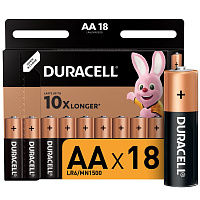 Батарейка АА пальчиковая Duracell (18 штук в упаковке) фото Батарейка АА пальчиковая Duracell (18 штук в упаковке)