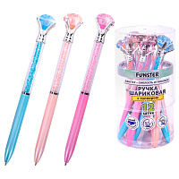 Ручка поворотная с топпером шариковая FUNSTER "SHINE BRIGHT", СИНЯЯ, ассорти, пишущий узел 0,7 мм, линия письма 0,35 мм, 144377