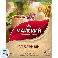 Чай черный Майский Цейлон Отборный 100 пакетиков фото Чай черный Майский Цейлон Отборный 100 пакетиков