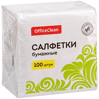 Салфетки бумажные OfficeClean, 1 слойн., 24*24см, белые, 100шт. фото Салфетки бумажные OfficeClean, 1 слойн., 24*24см, белые, 100шт.