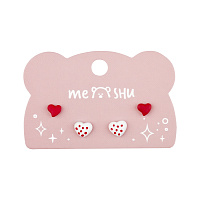 Серьги MESHU "Hearts", бижутерия, 2 пары, европодвес фото Серьги MESHU "Hearts", бижутерия, 2 пары, европодвес