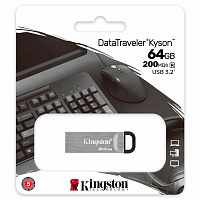 Флеш-диск 64 GB KINGSTON DataTraveler Kyson, разъем USB 3.2, серебряный, DTKN/64GB фото Флеш-диск 64 GB KINGSTON DataTraveler Kyson, разъем USB 3.2, серебряный, DTKN/64GB