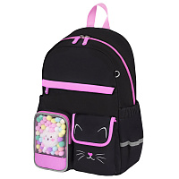 Рюкзак BRAUBERG PASTEL с термонашивками в комплекте, "Black kitty", черный, 40х29х14 см, 273128 фото Рюкзак BRAUBERG PASTEL с термонашивками в комплекте, "Black kitty", черный, 40х29х14 см, 273128