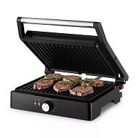 Электрогриль KITFORT KT-3662, 2000 Вт, фиксированные панели, регулировка температуры, серебро/черный, КТ-3662