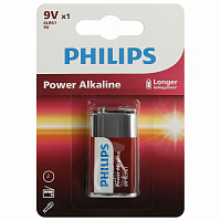 Батарейка алкалиновая 1 шт. PHILIPS Power Alkaline, Крона 9V (6LR61, 6LF22, 1604A), блистер, Б0062717 фото Батарейка алкалиновая 1 шт. PHILIPS Power Alkaline, Крона 9V (6LR61, 6LF22, 1604A), блистер, Б0062717