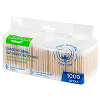 Ватные палочки КОМПЛЕКТ 5х200 шт., бамбуковый стик, 100% хлопок, зип-лок, ЗОЛОТОЙ ИДЕАЛ, 116561 фото Ватные палочки КОМПЛЕКТ 5х200 шт., бамбуковый стик, 100% хлопок, зип-лок, ЗОЛОТОЙ ИДЕАЛ, 116561