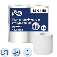 Бумага туалетная Торк (Tork) T4 2-слойная белая (4 рулона в упаковке) фото Бумага туалетная Торк (Tork) T4 2-слойная белая (4 рулона в упаковке)