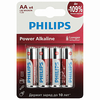 Батарейки алкалиновые "пальчиковые" КОМПЛЕКТ 4 шт., PHILIPS Power Alkaline, АА (LR6, 24А), блистер, Б0062746 фото Батарейки алкалиновые "пальчиковые" КОМПЛЕКТ 4 шт., PHILIPS Power Alkaline, АА (LR6, 24А), блистер, Б0062746