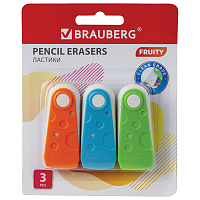 Набор ластиков BRAUBERG "FRUITY" 3 шт., 57х24х15 мм, белые, пластиковый футляр ассорти, 229563 фото Набор ластиков BRAUBERG "FRUITY" 3 шт., 57х24х15 мм, белые, пластиковый футляр ассорти, 229563