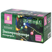 Электрогирлянда-нить комнатная "Шарики" 10 м, 100 LED, мультицветная 220 V, контроллер, ЗОЛОТАЯ СКАЗКА, 591102 фото Электрогирлянда-нить комнатная "Шарики" 10 м, 100 LED, мультицветная 220 V, контроллер, ЗОЛОТАЯ СКАЗКА, 591102