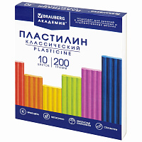 Пластилин классический BRAUBERG "АКАДЕМИЯ КЛАССИЧЕСКАЯ", 10 цветов, 200 г, стек, ВЫСШЕЕ КАЧЕСТВО, 106503 фото Пластилин классический BRAUBERG "АКАДЕМИЯ КЛАССИЧЕСКАЯ", 10 цветов, 200 г, стек, ВЫСШЕЕ КАЧЕСТВО, 106503