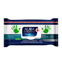 Влажные салфетки антибактериальные Aura 72 штуки в упаковке фото Влажные салфетки антибактериальные Aura 72 штуки в упаковке