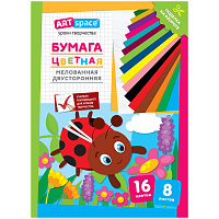 Цветная бумага мелованная А4, ArtSpace, двустор., 8л., 16цв., "Божья коровка фото Цветная бумага мелованная А4, ArtSpace, двустор., 8л., 16цв., "Божья коровка