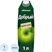 Сок Добрый яблочный 1 л фото Сок Добрый яблочный 1 л