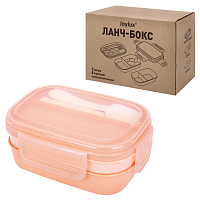 Ланч-бокс контейнер 3 секции, 8 отделений, 1,9 л, ложка, вилка, нож, 10х21х14 см, персиковый, JOYLUX, 609351 фото Ланч-бокс контейнер 3 секции, 8 отделений, 1,9 л, ложка, вилка, нож, 10х21х14 см, персиковый, JOYLUX, 609351