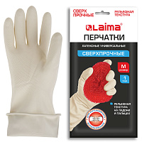 Перчатки МНОГОРАЗОВЫЕ латексные LAIMA "ULTRA" СВЕРХПРОЧНЫЕ, бежевые, размер M (средний), вес 90 г, 700547