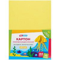Картон цветной А4, ArtSpace, 10л., тонированный, желтый, 180г/м2 фото Картон цветной А4, ArtSpace, 10л., тонированный, желтый, 180г/м2