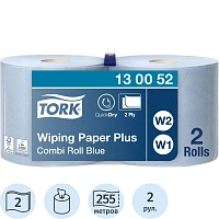 Протирочная бумага в рулонах с центральной вытяжкой Торк (Tork) 130052 W1/W2 голубая (2 рулона по 255 метров) фото Протирочная бумага в рулонах с центральной вытяжкой Торк (Tork) 130052 W1/W2 голубая (2 рулона по 255 метров)