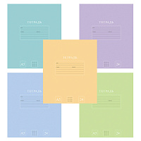 Тетрадь 24 л., HATBER-ECO клетка, офсет №2 ЭКОНОМ, обложка картон, PUREcolour (микс в спайке), 092112, 24Т5C1