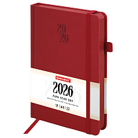 Ежедневник датированный 2026, А5, 138х213 мм, BRAUBERG "Plain", под кожу, резинка, держатель для ручки, красный, 117508 фото Ежедневник датированный 2026, А5, 138х213 мм, BRAUBERG "Plain", под кожу, резинка, держатель для ручки, красный, 117508