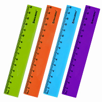 Линейка пластиковая 15 см BRAUBERG "NEON", непрозрачная, ассорти, 210750 фото Линейка пластиковая 15 см BRAUBERG "NEON", непрозрачная, ассорти, 210750