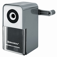 Точилка механическая BRAUBERG CLASSIC, для чернографитных и цветных карандашей, корпус светло-серый, 272002 фото Точилка механическая BRAUBERG CLASSIC, для чернографитных и цветных карандашей, корпус светло-серый, 272002