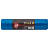 Мешки для мусора 180 л, синие, в рулоне 20 шт., ПВД 30 мкм, 90x110 см, РОМАШКА "ПРОФИ", ВР-0083 фото Мешки для мусора 180 л, синие, в рулоне 20 шт., ПВД 30 мкм, 90x110 см, РОМАШКА "ПРОФИ", ВР-0083